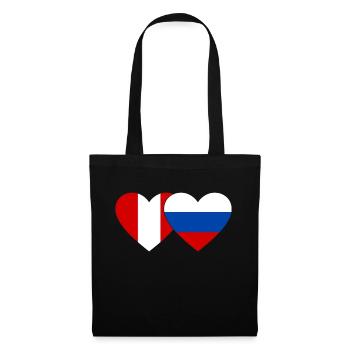 Peru Russland Herz Flagge - Stoffbeutel - Schwarz - Vorne