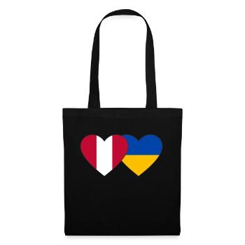 Peru Ukraine Herz Flagge - Stoffbeutel - Schwarz - Vorne