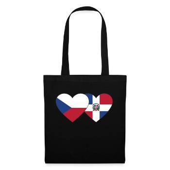 Czech Republic Dominican Republic Flag Heart - Tote Bag - black - Front