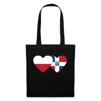 Pologne République dominicaine Flag Heart - Sac en tissu - noir - Devant