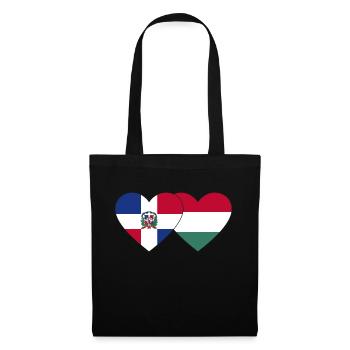 Dominican Republic Hungary Flag Heart - Tote Bag - black - Front