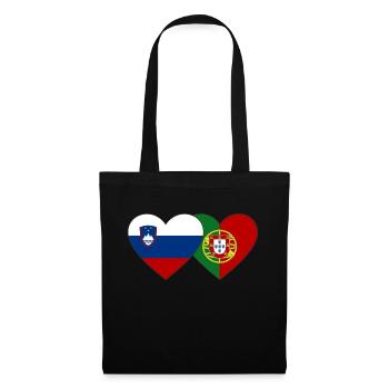 Slowenien Portugal Flagge Herz - Stoffbeutel - Schwarz - Vorne