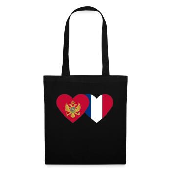 Montenegro Frankreich Flagge - Stoffbeutel - Schwarz - Vorne