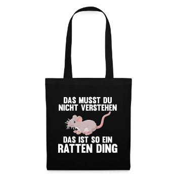 Nagetier Ratte Ratten - Stoffbeutel - Schwarz - Vorne