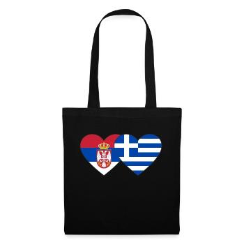 Serbie Grèce Drapeau Coeur - Sac en tissu - noir - Devant