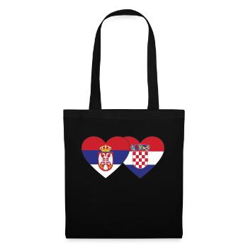 Serbie Croatie Drapeau du cœur - Sac en tissu - noir - Devant