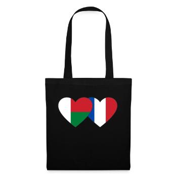 Madagascar France Flag Coeur - Sac en tissu - noir - Devant