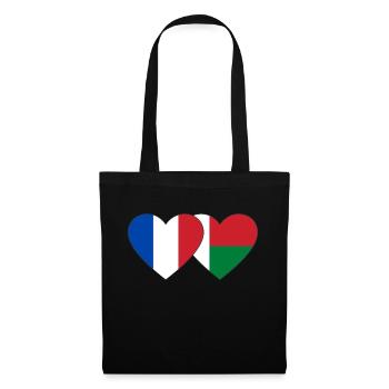 France Madagascar flag heart - Tote Bag - black - Front