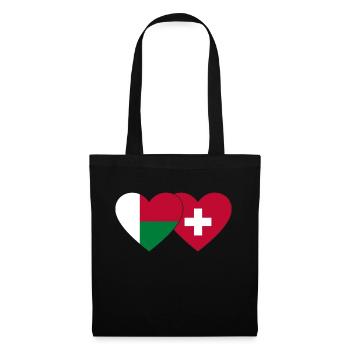 Madagascar Switzerland Flag Heart - Tote Bag - black - Front