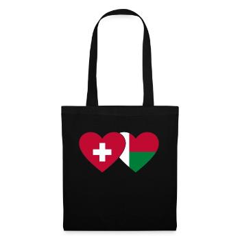 Switzerland Madagascar Flag Heart - Tote Bag - black - Front
