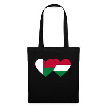 Madagaskar Ungarn Flagge Herz - Stoffbeutel - Schwarz - Vorne