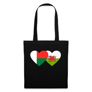 Madagascar Wales Flag Heart - Tote Bag - black - Front