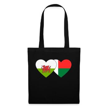 Wales Madagascar Flag Heart - Tote Bag - black - Front