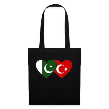 Pakistan Turquie Drapeau Coeur - Sac en tissu - noir - Devant