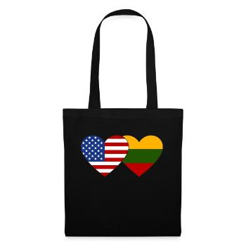 USA Litauen Flagge Herz - Stoffbeutel - Schwarz - Vorne