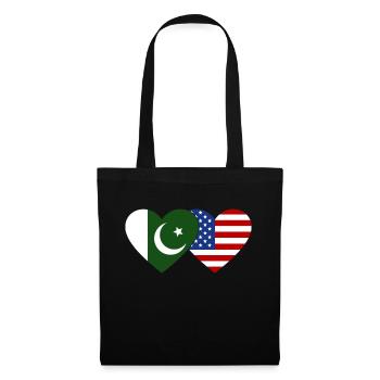 Pakistan USA Flag Heart - Tote Bag - black - Front
