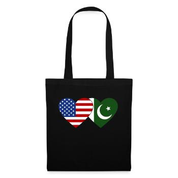 USA Pakistan Flag Heart - Tote Bag - black - Front