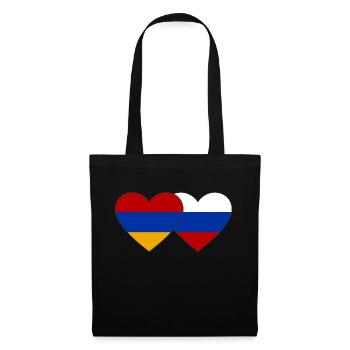 Armenia Russia Flag Heart - Tote Bag - black - Front