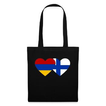 Arménie Finlande Drapeau Coeur - Sac en tissu - noir - Devant