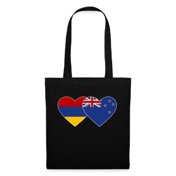 Armenien Neuseeland Flagge Herz - Stoffbeutel - Schwarz - Vorne