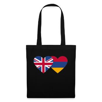 England Armenien Flagge Herz - Stoffbeutel - Schwarz - Vorne
