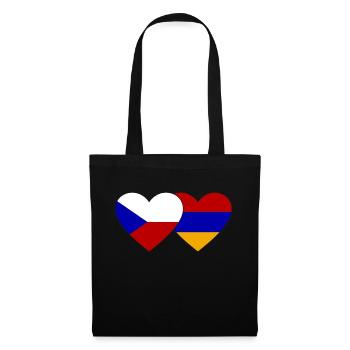 Tschechien Armenien Flagge Herz - Stoffbeutel - Schwarz - Vorne