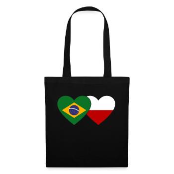 Brasilien Polen Flagge Herz - Stoffbeutel - Schwarz - Vorne