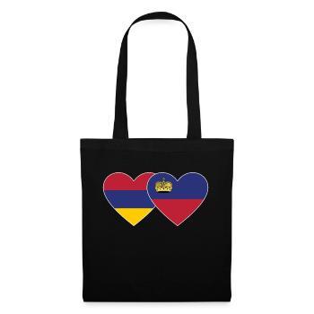 Armenien Liechtenstein Flagge Herz - Stoffbeutel - Schwarz - Vorne