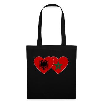Albanie Maroc Drapeau Coeur - Sac en tissu - noir - Devant