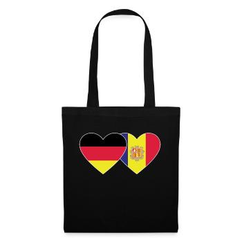 Deutschland Andorra Flagge Herz - Stoffbeutel - Schwarz - Vorne