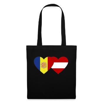 Andorra Österreich Flagge Herz - Stoffbeutel - Schwarz - Vorne