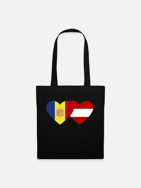 Andorra Österreich Flagge Herz - Stoffbeutel - Schwarz