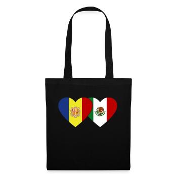 Andorra Mexiko Flagge Herz - Stoffbeutel - Schwarz - Vorne