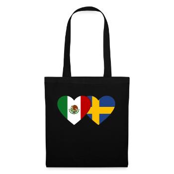 Mexique Suède Flag Heart - Sac en tissu - noir - Devant
