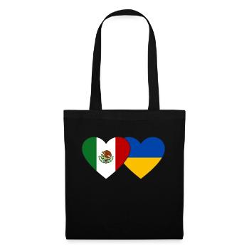 Mexique Ukraine Flag Heart - Sac en tissu - noir - Devant