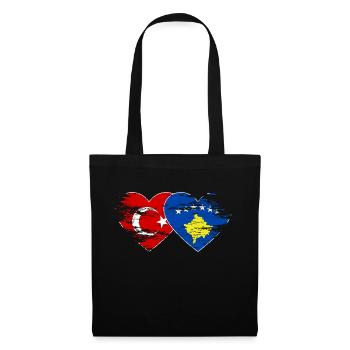 Turquie Drapeau du Kosovo coeur utilisé - Sac en tissu - noir - Devant
