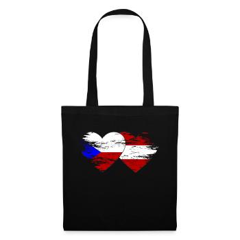 Czech Republic Austria Flag Heart used - Tote Bag - black - Front