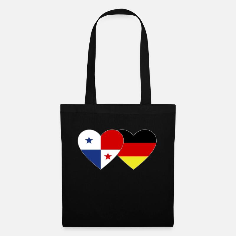 Panama Deutschland Flagge Herz - Stoffbeutel - Schwarz