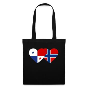 Panama Norway Flag Heart - Tote Bag - black - Front