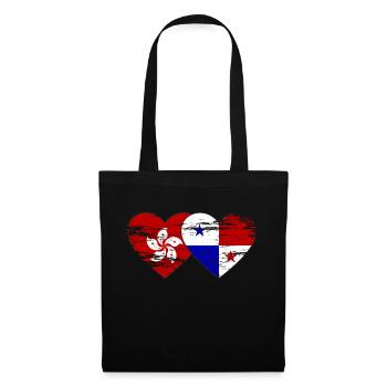 Hong Kong Panama Flagge used - Stoffbeutel - Schwarz - Vorne