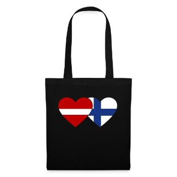 Lettonie Finlande Drapeau Coeur - Sac en tissu - noir - Devant
