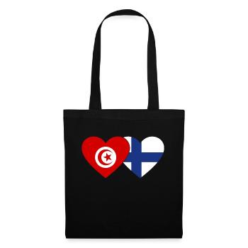 Tunisie Finlande Drapeau Coeur - Sac en tissu - noir - Devant