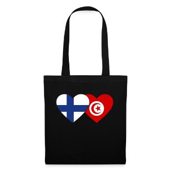 Finland Tunisia Flag Heart - Tote Bag - black - Front