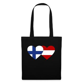 Finland Austria Flag Heart - Tote Bag - black - Front