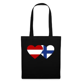 Autriche Finlande Drapeau Coeur - Sac en tissu - noir - Devant