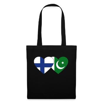 Finland Pakistan Flag Heart - Tote Bag - black - Front