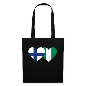 Finlande Nigeria Drapeau Coeur - Sac en tissu - noir - Devant