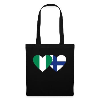 Nigeria Finland Flag Heart - Tote Bag - black - Front