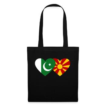 Pakistan Mazedonien Flagge Herz - Stoffbeutel - Schwarz - Vorne