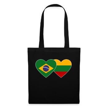 Brasilien Litauen Flagge Herz - Stoffbeutel - Schwarz - Vorne